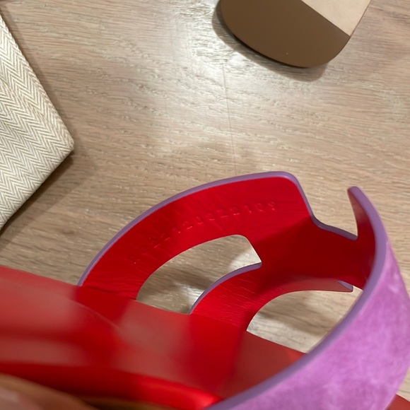 LBNIB AUTHENTIC HERMES Suede Purple & Hot Pink Orans SZ. 38.5 or 8.5 - Picture 13 of 14